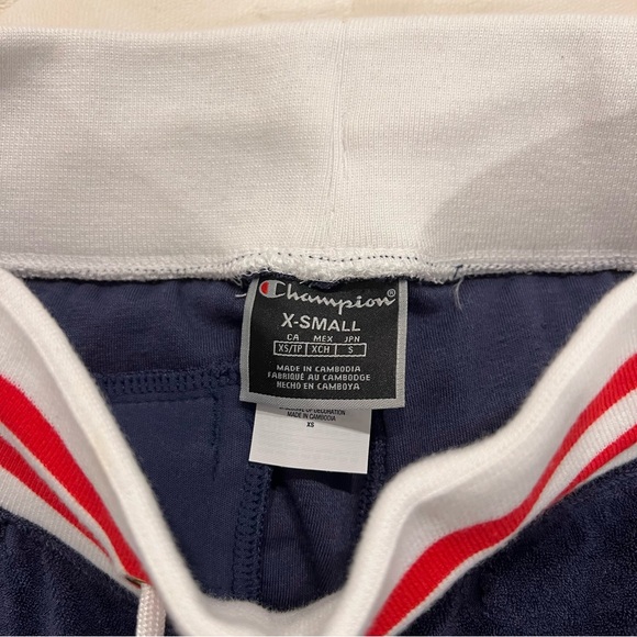 Champion Terry Cloth Allover Jacquard 'C' Logo Shorts in Red, White, and Blue - Picture 3 of 3